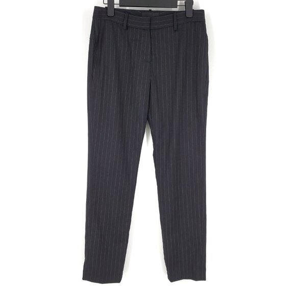 NWT Nili Lotan Tel Aviv Tapered Wool Pants Trousers Charcoal Pinstripe Size 0 - Picture 2 of 9